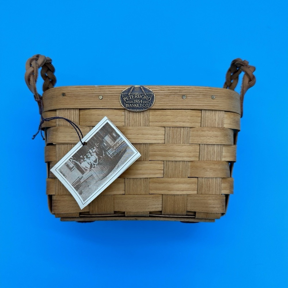 Peterboro Basket Co Medium Basket‎ Braided Leather Handles